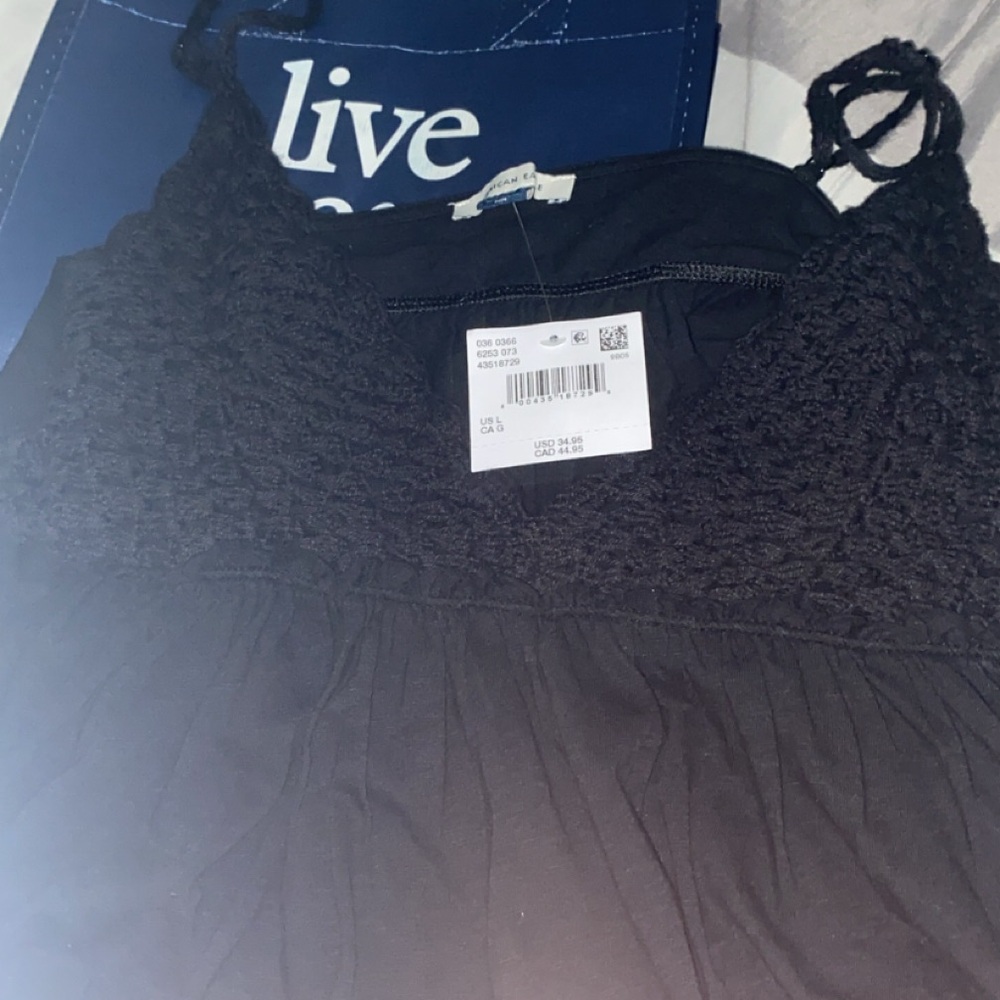 American Eagle Outfitters Black Textured Top